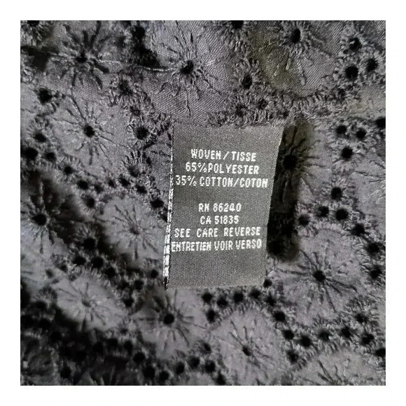 Ravel Blouse Eyelet Ruffle Long Sleeve Black Women's Small - Picture 5 of 5